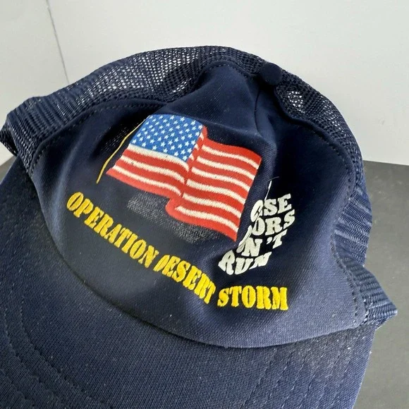 Vintage American Flag These Colors Don't Run Hat SnapBack Cap USA Desert Storm - Picture 14 of 15